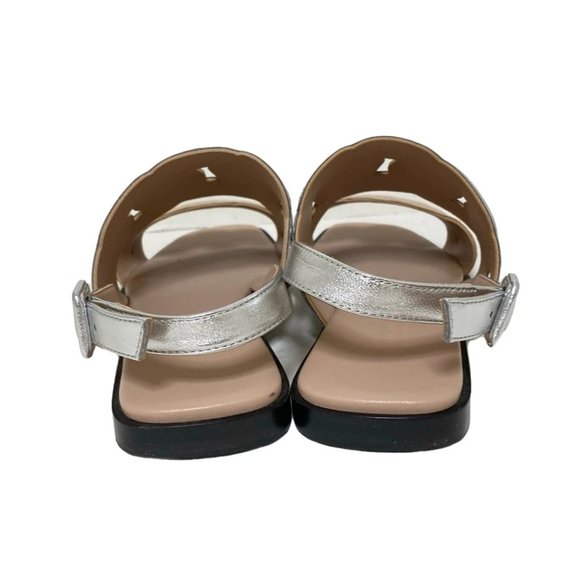 HERMES Grace Silver Beige Leather Women's Sandals 617-022625 - Picture 4 of 9